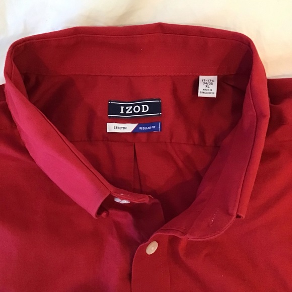 Mens XL IZOD, Maroon, long sleeve button dress shirt - Picture 3 of 5